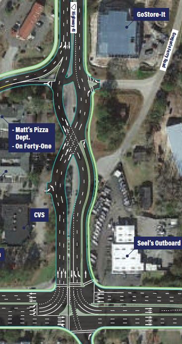 Displaced left turn